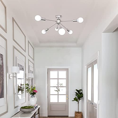 Alisadaboy Brushed Nickel Sputnik Chandelier 10 Light & 6 Light Sputnik Ceiling Light Fixture For Dining Room, Living Room, Kitchen, Entryway #TOP6