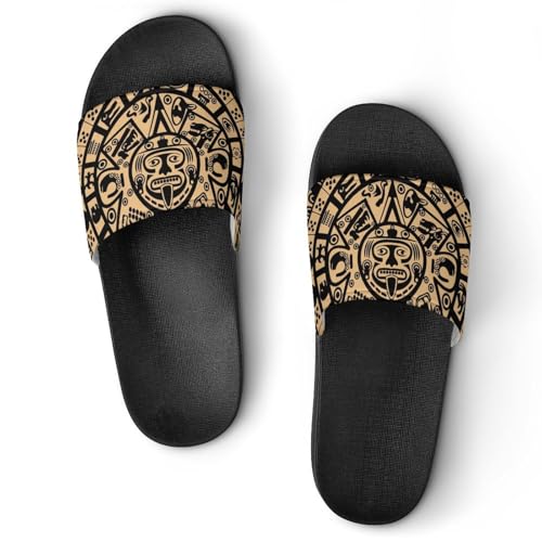Aztec Maya Calendar Funny Slide Sandals Non-Slip PVC Shower Slipper House Shoes Open Toe Slippers for Adult 43 (265mm)