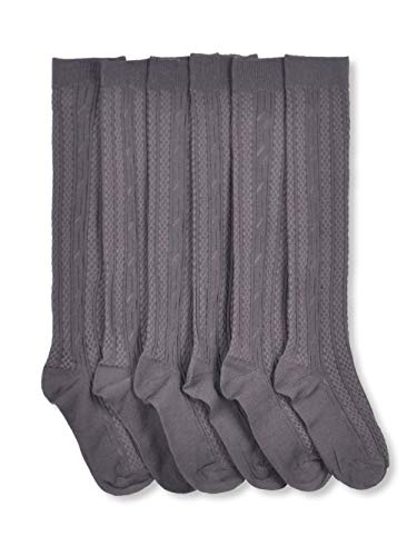 BLUE HEAVEN Girls' 3-Pack Cable Knee Socks - gray, 9-11