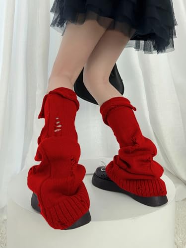 Image of SherryDC Womens Y2k Knit Leg Warmers Harajuku Japanese Long Boot Socks Kawaii Lolita Winter Leg Cover
