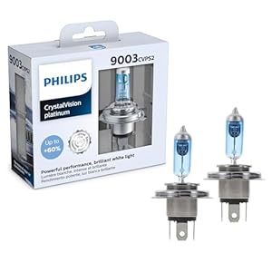 Philips Automotive Lighting 9003 CrystalVision Platinum Superior Upgrade Automotive Replacement Bright White Headlight Bulb, Fits Select High Beam, Low Beam, Fog Positions (2 Pack)
