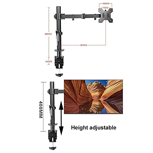 Support TV 10-27 pouces articulé à bras unique avec pince VESA 75x75 et 100x100