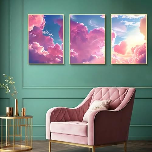 Art mural nuages roses 60x80cm de style fantastique pour la decoration de chambre à coucher