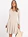 ANRABESS Women Long Sleeve Ribbed Knit Short Dresses 2025 Fall Winter V Neck Casual Swing A Line Sweater Dress Beige Medium
