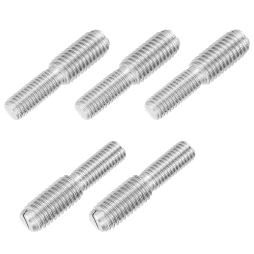 PATIKIL M8x20 to M10x20 Double End Threaded Stud Screw Bolt, 5 Pack Slotted Head 304 Stainless Steel Rod Bolts Thread Reducer Adapter for Furniture Fastener, 40mm Long