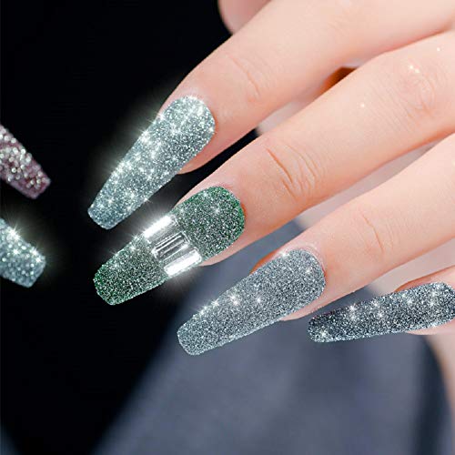 Nagelpulver Set, KARLOR Nagelpuder glitzer, 6 Boxen Diamantpulver Golden Light Mix Größe Nail Art Glitter Puder… – Bild 7