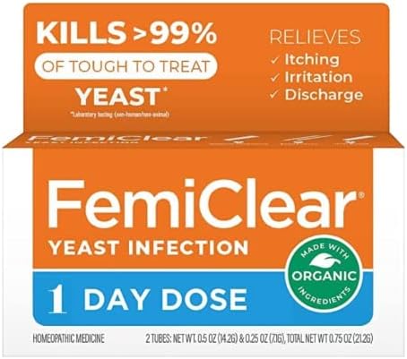 FemiClear 1-Day Dose Yeast Infection Treatment | All-Natural Yeast Infection Treatment for Women, OTC Medications & Treatments | 0.25 oz Yeast Infection Ointment, 0.5 oz Itch Relief Ointment