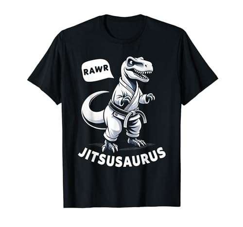 Jitsusaurus Funny Jiu Jitsu Cintura Nera T Rex Dinosauro Maglietta