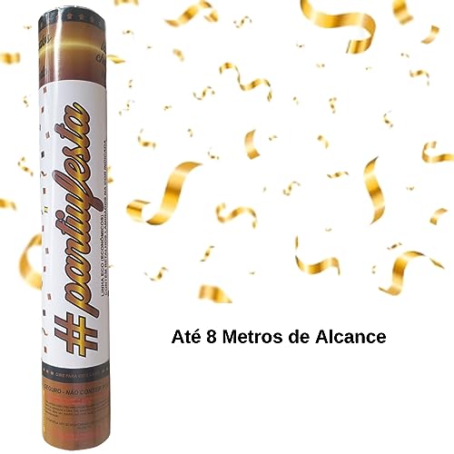 Lança Confetes Laminados Eco Dourado Partiu Festa 30cm