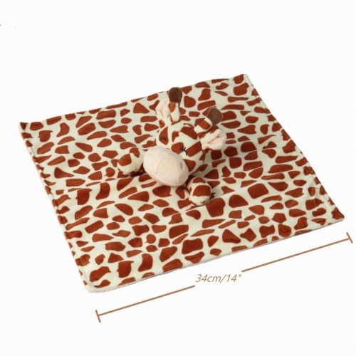Miniatura 3 de Crevent Mantitas De Apego, Cara De Animal, Suave, Para Niños Y Niñas, Gran Regalo Para Cumpleaños Y Baby Shower Marrón Jirafa
