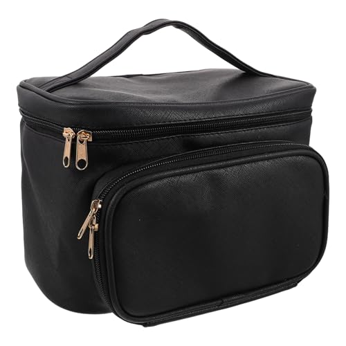 Trousse Maquillage Femme PU Elégante Sac Cosmétiques Noir Grand Compartiment
