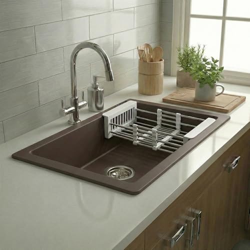 Image of JAYKO Quartz Acrylic Kitchen Sink for Modular Kitchen | Granite Finish, Scratch & Heat Resistant | Easy to Clean & Stylish Sink for Home (CO, 24x18in)