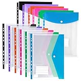 Dokumententasche A4 Abheften, 12 Stück Erweiterbare Mappen Ordnersystem, 11 Lochrand Dokumentenmappe A4 mit Druckknopf und Etikettentasche, Wasserdichte Mappen Organizer