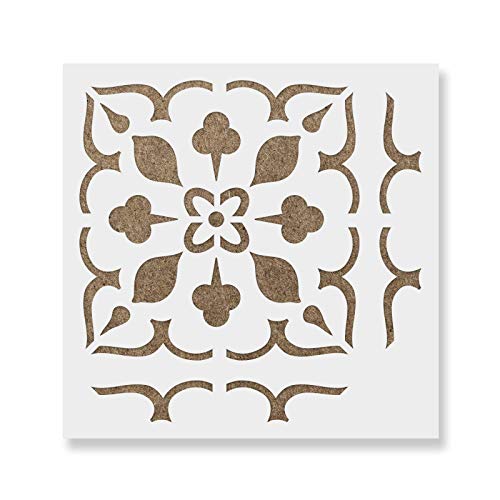 Lydia Tile Stencil - Stencil Patterns, Boho Stencil, Stencils for Patio, Floor Tile Paint, Mexican Tile Stencil