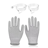 Jffszsd Grounding Gloves with 2 15ft cordConductive Gloves Faraday Cage Protection for Hands and Wrists Use with Touch Screens, Keyboards