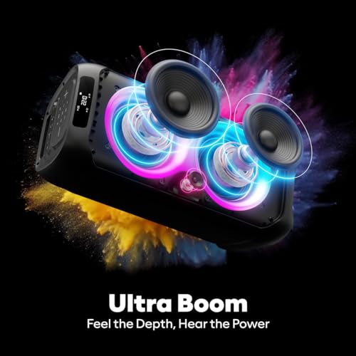 Image of GOVO Goloud 980 with 160W Party Speaker with Wireless Mic, Up to 6 hrs Playtime, TWS Mode, Bluetooth v5.3, AUX Port, & USB (Platinum Black)