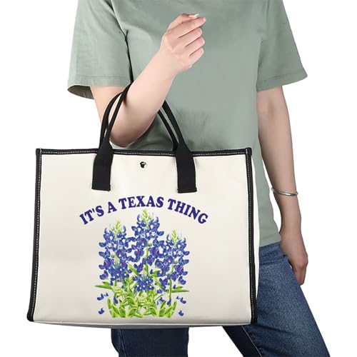 Image of JXGZSO It's a Texas Thing Bluebonnet and Yellow Rose of Texas Tote Bag Gift For Traveler