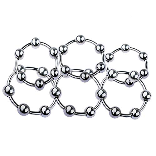 ペニスリング メンズリング コックリンク リング 6つビード付き 金属製 ＳＭグッズ 男性のおもちゃ テンレス鋼製 シルバー - 画像1