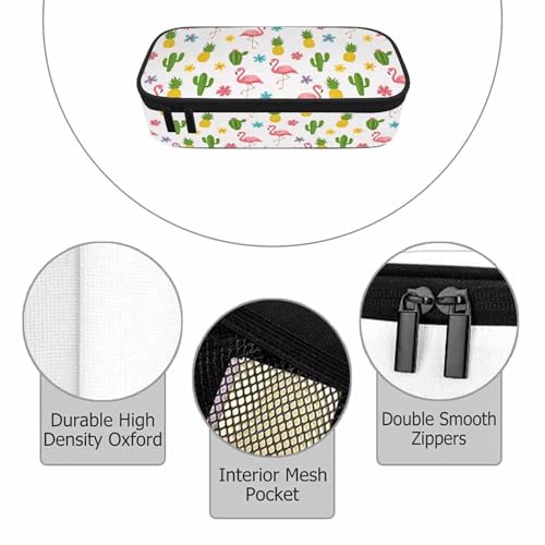 Image of Flamingo Pencil Bag Tropical Bird Cactus Pineapple Flower Summer Big Capacity Pencil Case Pencil Pouch Pen Bag School Students Boy Girl