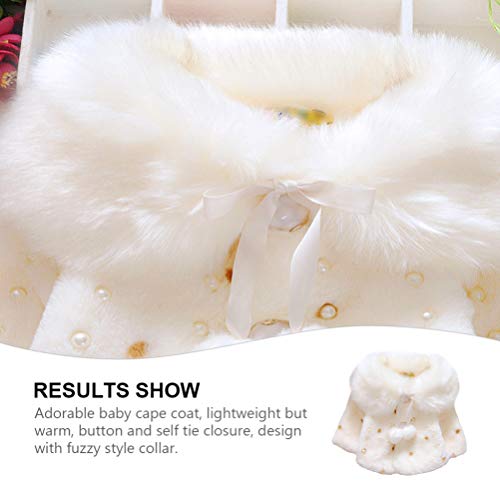 Amosfun Moda Branca Outono Inverno Gola Peluda Pára-Brisa de Algodão Casaco de Capa de Bebê Menina Q
