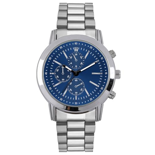 Montre pour homme bracelet en acier robuste et cadran bleu trois sous-cadrans COMTEX