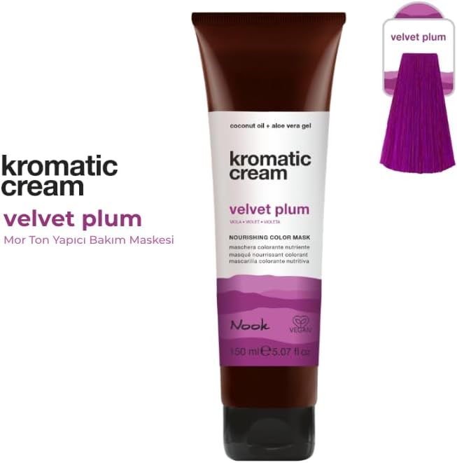 Nook Kromatic Cream Velvet Plum Saç Maskesi, 150ml, Vegan ve Silikonsuz, Mor Ton Yoğunlaştırıcı ve Işıltı Verici