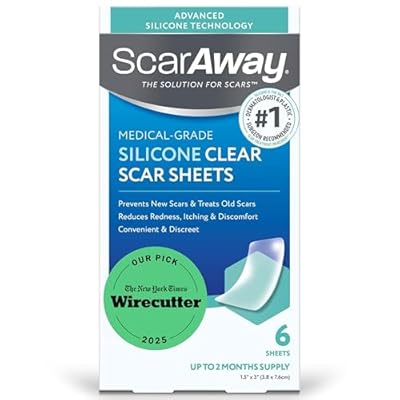 ScarAway Advanced Clear Silicone Scar Sheets, Medical Grade Silicone Strips 1.5" X 3" Scar Treatment And Prevention For Surgical, Burn, Body, Hypertrophic & Keloid Scar Treatment, 6 Clear Sheets