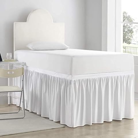 SKY BEDDINGS Ruffled Dorm Bed Skirt Cover