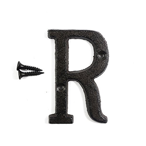 KiaoTime 3" Vintage Decorative Cast Iron Metal Alphabet Letters Wall Sign Hanging Address Name Sign Letter 'R'