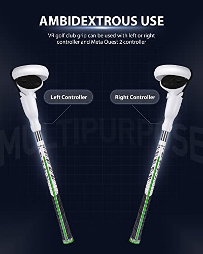 Amavasion Vr Golf Club Handle Accessories Compatible With Meta/Oculus Quest 2 Enhance Immersive Vr Game Experience (White/Green) #TOP4