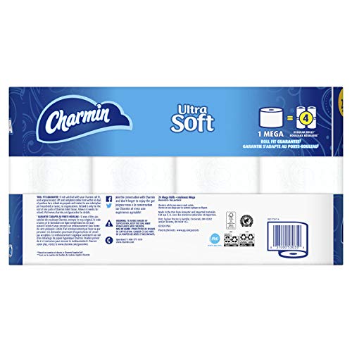 Image of Charmin Ultra Soft Toilet Paper, 24 Mega Rolls Bathroom Tissue = 96 Regular Rolls
