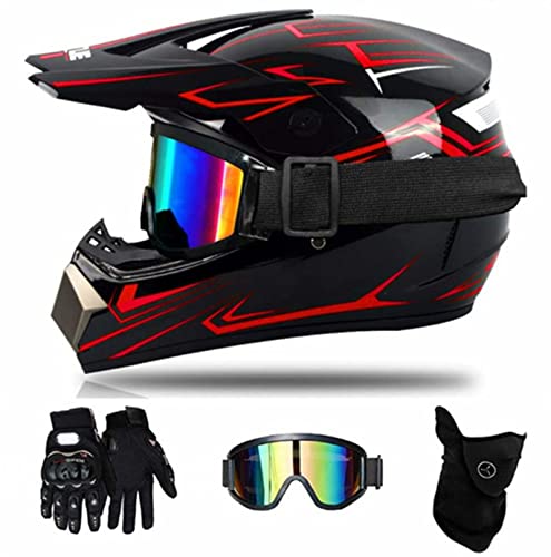 Ksmate Casques Motocross Enfant Set,Casque de Cross pour EnfantCasque Downhill Enfants,D. O. T Standard,avecLunettes,Gants,Masques, BMX MTB Quad Enduro ATV Scooter (S(54-55cm)), S-XL, (Ksmate-63) Cover
