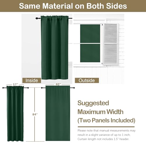 Image of Christmas Green Blackout Curtains for Bedroom 84 Inch Length 2 Panels, Soft Fabric Room Darkening Curtains for Living Room, Rod Pocket Design Modern Window Treatment Drapes, 2x40Wx84L Inches