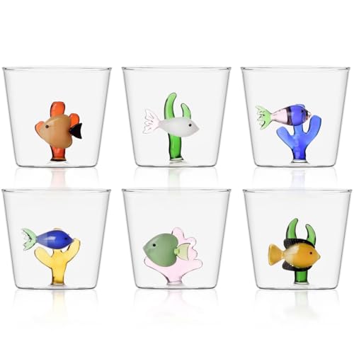 Ichendorf Milano Lot de 6 Tumbler, Collection Marine Garden, 35 cl, verre borosilicate, fait à la main