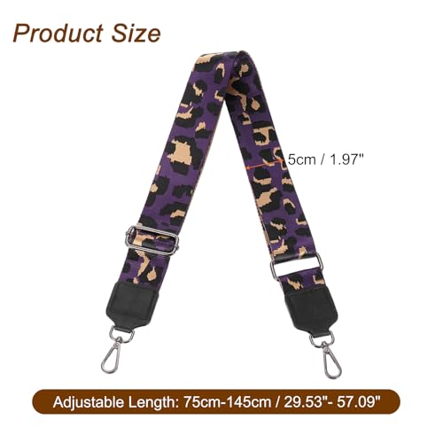 Image of uxcell Wide Shoulder Strap, 5cm Adjustable Purse Strap Replacement Crossbody Strap for Shoulder Bag Handbag, Purple, Black Square Mouth Buckle