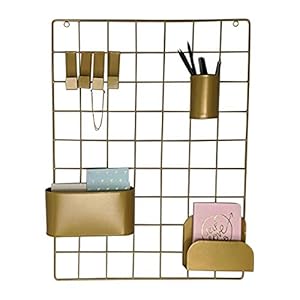LaLe Living Wandrooster – DEPO van ijzer voor het bewaren van pennen, memoblokken of ansichtkaarten, 60,5 x 45 cm (goud)