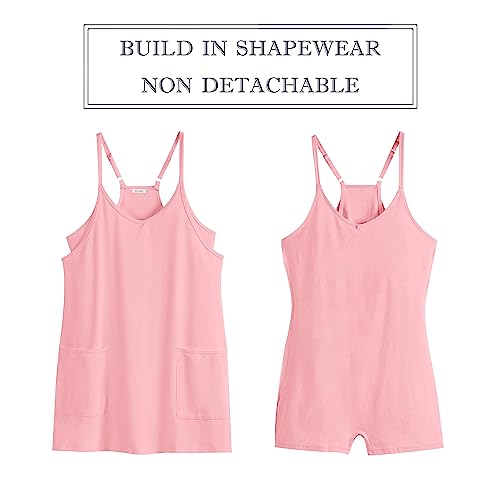 ANRABESS Women Athletic Dress Summer Tennis Workout Active Sports Mini Romper Dress Built in Shorts Travel Vacation Clothes Pink X-Smal