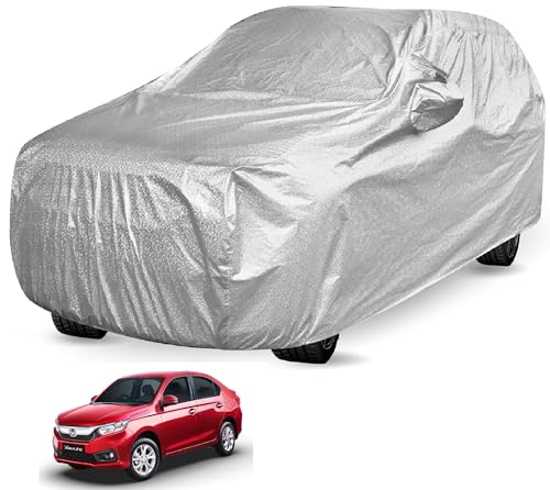 Image of Auto Hub Waterproof Car Cover Compatible with Amaze (Model : 2018-Till Date) with Mirror Pocket, Soft Cotton Lining, Waterproof Amaze Car Cover- Metallic Silver