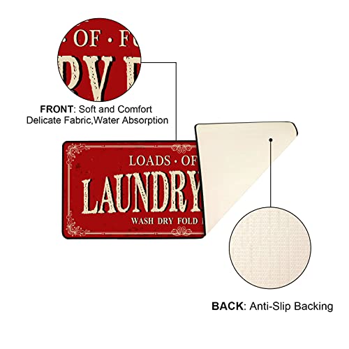 Romamigo Laundry Room Rug Runner Non Slip Laundry Mats Mudroom Runner Farmhouse Kitchen Floor Mat Bathroom Laundry Room Decor Accessories(Red, 20 X 47 Inch) #TOP4