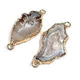 Homeilteds Natürlicher Stein Unregelmäßige Form Anhänger Kristall Naturstein Anhänger for Schmuck Machen 20x45mm Gift (Metal Color : 1)