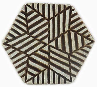 Geometrical Pattern Wooden Printing Block Stamp Textile Fabric Border 2" -BP73