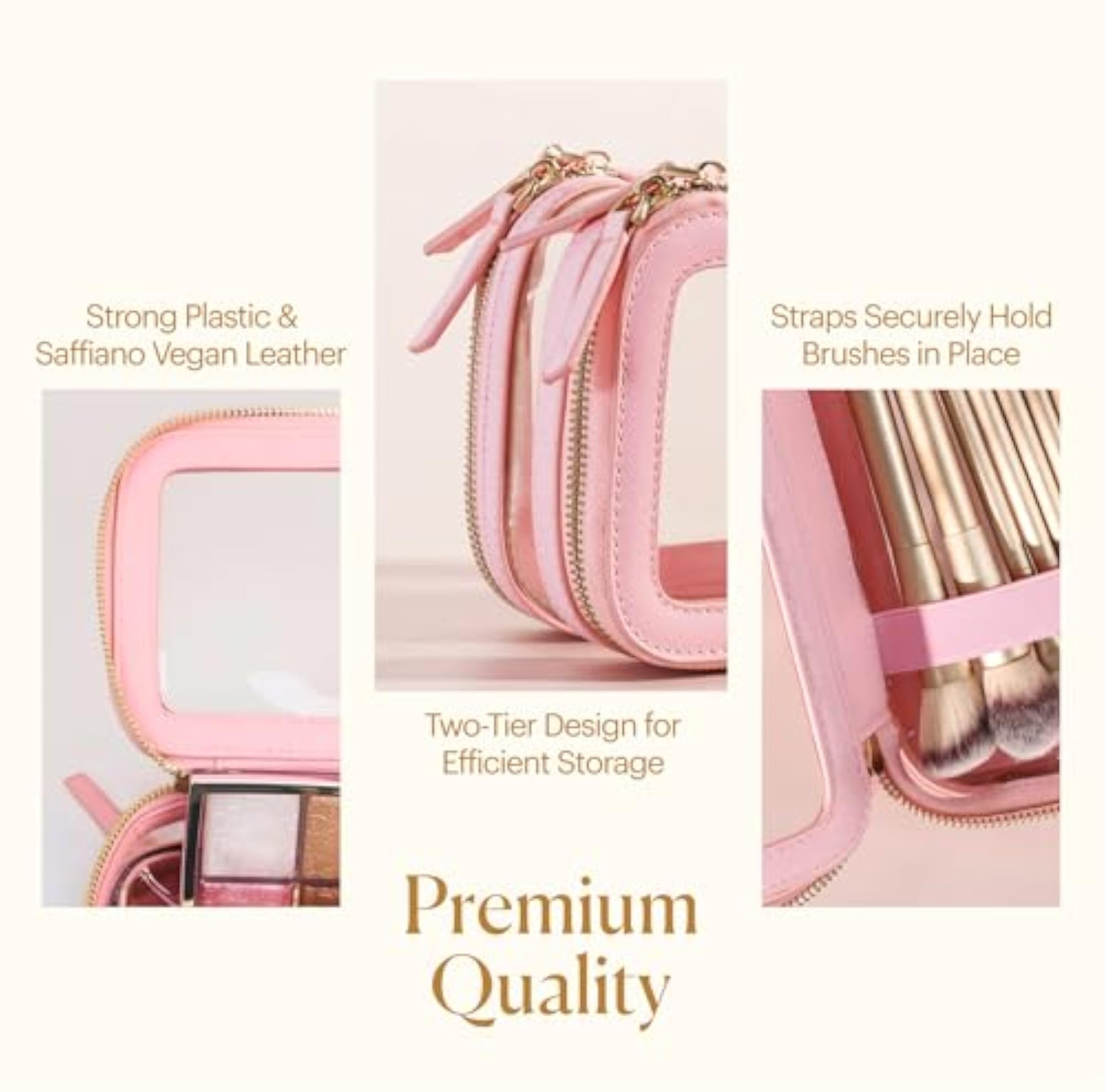 Clear Travel Makeup Bag, Millennial Pink