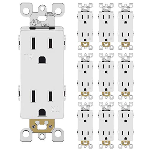 Outlet Decora Duplex Receptacle, 15 Amp, 125 Volt, Tamper Resistant, Residential Grade, Grounding