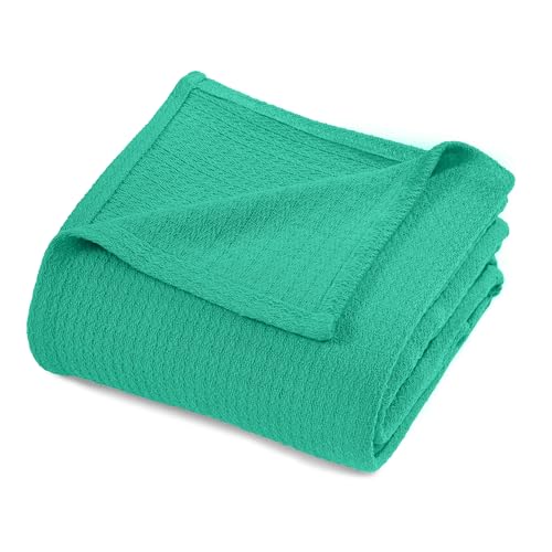 SUPERIOR Cotton Blanket, Lightweight, Soft Breathable Comfy Bedding, King, Gumdrop Green