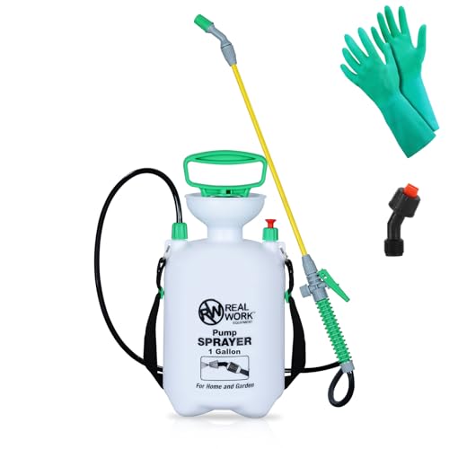 REALWORK 1-Gallon Handheld Tank Sprayer with Easy-Carry Shoulder Strap for Lawn, Garden, Yard, in Translucent White