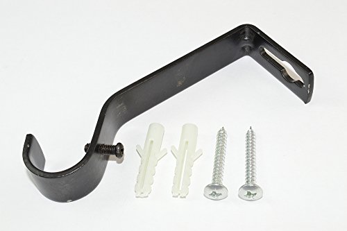 2 x Rod Rail Support Brackets for Curtain Poles Black with Screws 19mm