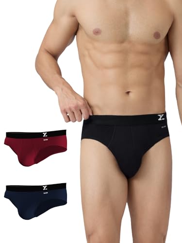 Image of XYXX Men's Aero 100% Super Combed Cotton Regular Fit Solid Anti Bacterial Briefs with No Marks Waistband (Pack of 3)
