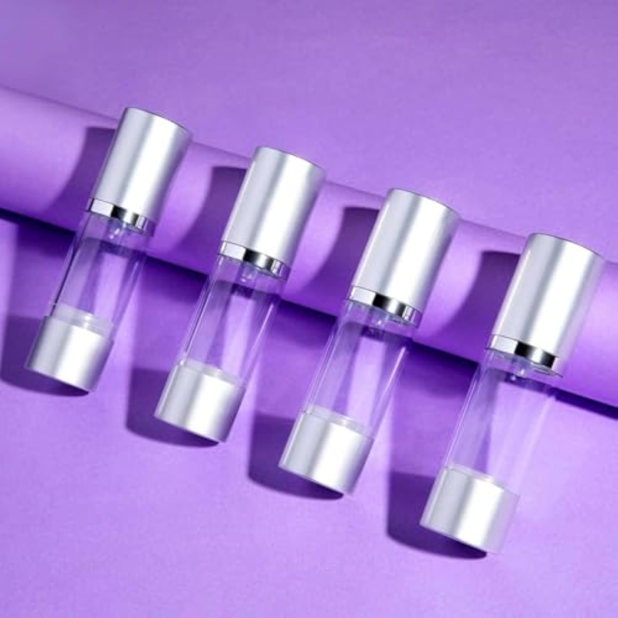 BBH 50ml Clear Airless Pump Bottle, Matte Silver Cap