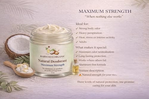 Image of Natural Deodorant Cream for adults - Maximum Strength Odor Protection with Baking soda, Aluminum Free,Fragrance free, Long-Lasting Formula, Handmade in Miami, 3 oz