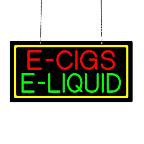 LED E-Cigs E-Liquid Neon Sign, 20"x10", Business Signboards for Vape Shop, Pure Black Acrylic Backsplash, Easy Installation, Energy-saving, Suitable for Hanging on Store Wall Window